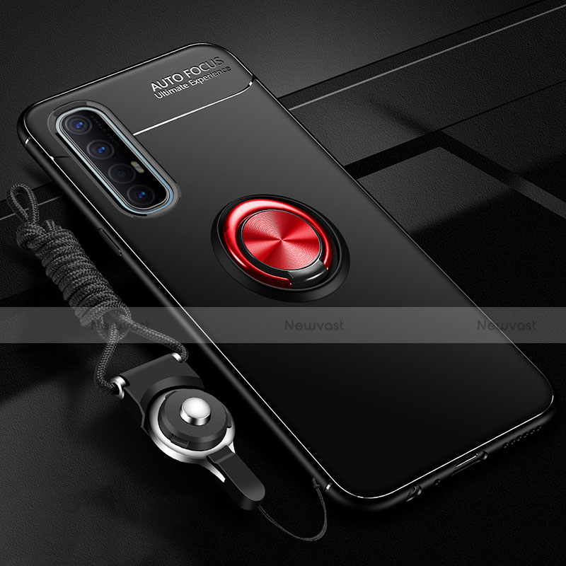 Ultra-thin Silicone Gel Soft Case Cover with Magnetic Finger Ring Stand A02 for Oppo Reno3 Pro