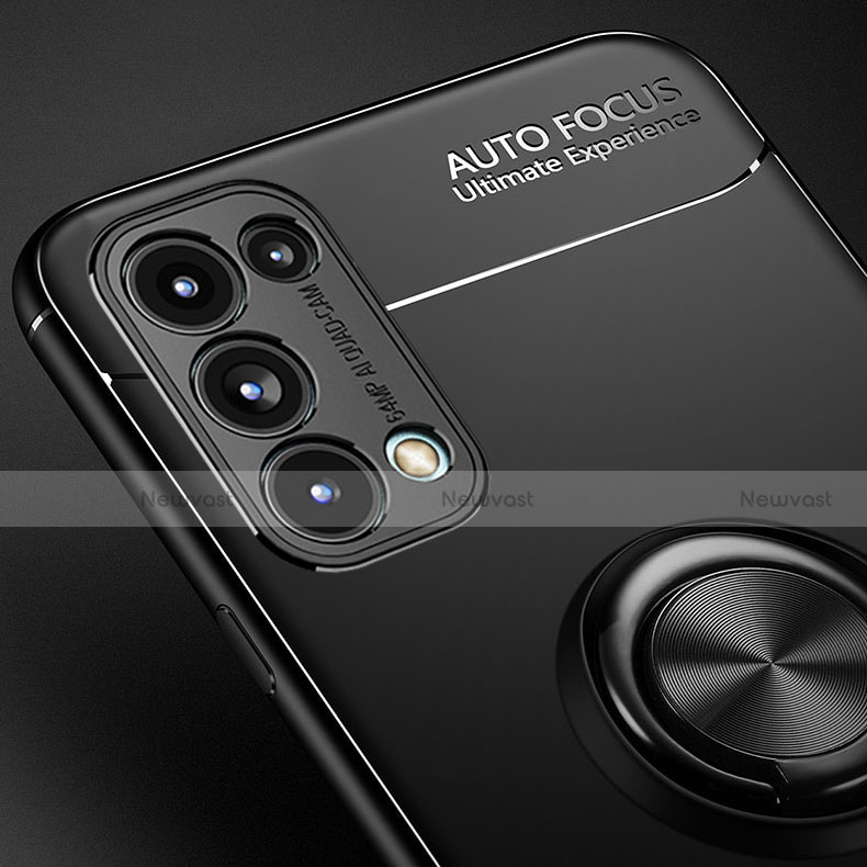 Ultra-thin Silicone Gel Soft Case Cover with Magnetic Finger Ring Stand A02 for Oppo Reno5 Pro 5G