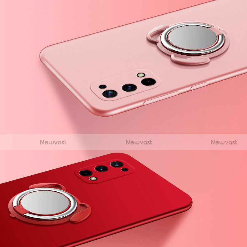 Ultra-thin Silicone Gel Soft Case Cover with Magnetic Finger Ring Stand A02 for Realme V15 5G