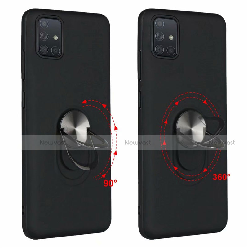 Ultra-thin Silicone Gel Soft Case Cover with Magnetic Finger Ring Stand A02 for Samsung Galaxy A51 5G