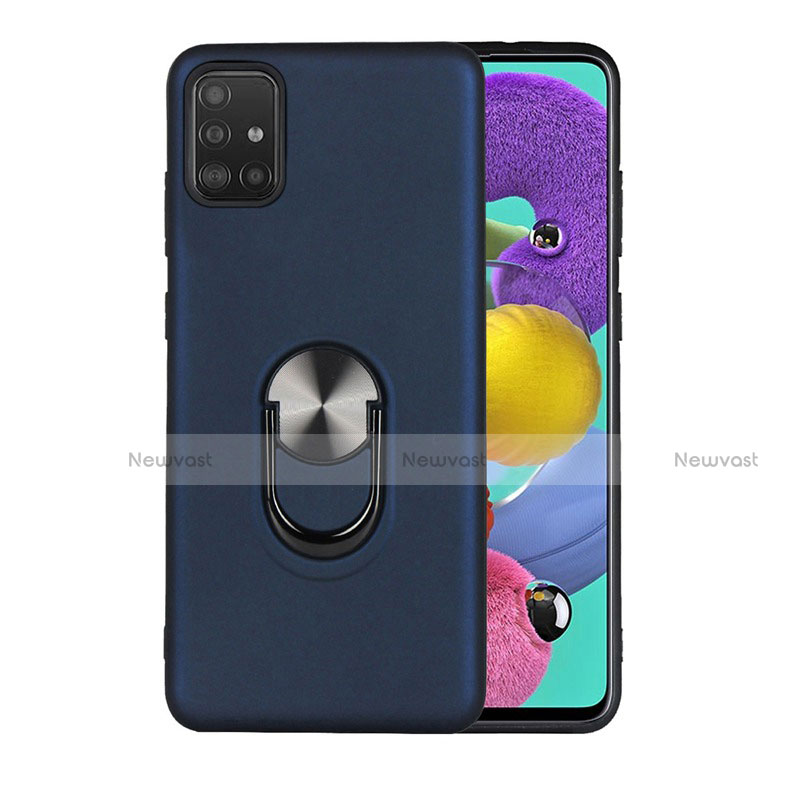 Ultra-thin Silicone Gel Soft Case Cover with Magnetic Finger Ring Stand A02 for Samsung Galaxy A71 5G Blue