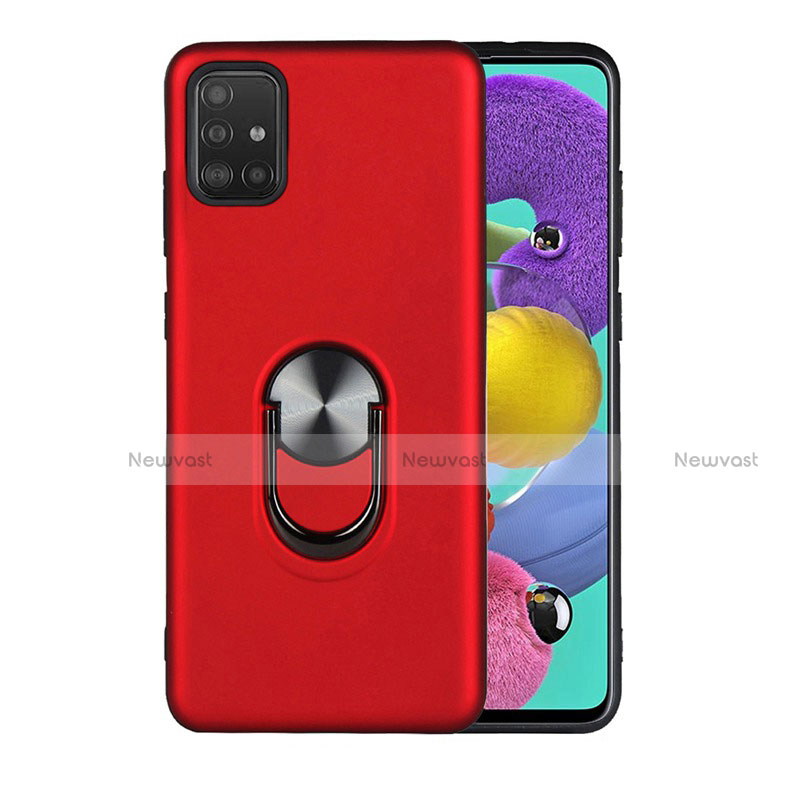 Ultra-thin Silicone Gel Soft Case Cover with Magnetic Finger Ring Stand A02 for Samsung Galaxy A71 5G Red
