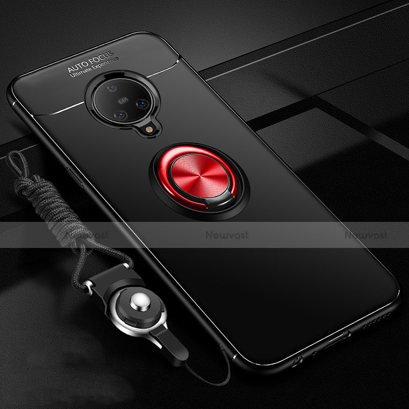 Ultra-thin Silicone Gel Soft Case Cover with Magnetic Finger Ring Stand A02 for Vivo Nex 3 5G Red and Black