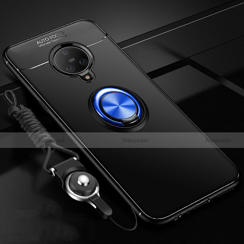 Ultra-thin Silicone Gel Soft Case Cover with Magnetic Finger Ring Stand A02 for Vivo Nex 3 Blue and Black