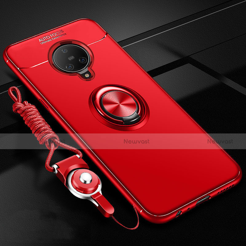 Ultra-thin Silicone Gel Soft Case Cover with Magnetic Finger Ring Stand A02 for Vivo Nex 3S Red