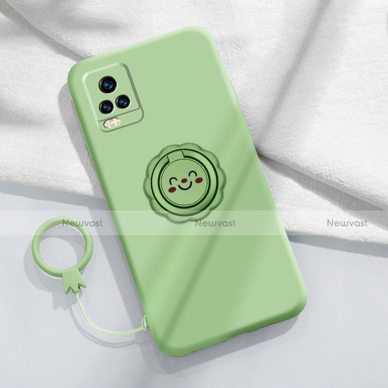 Ultra-thin Silicone Gel Soft Case Cover with Magnetic Finger Ring Stand A02 for Vivo V20 Pro 5G