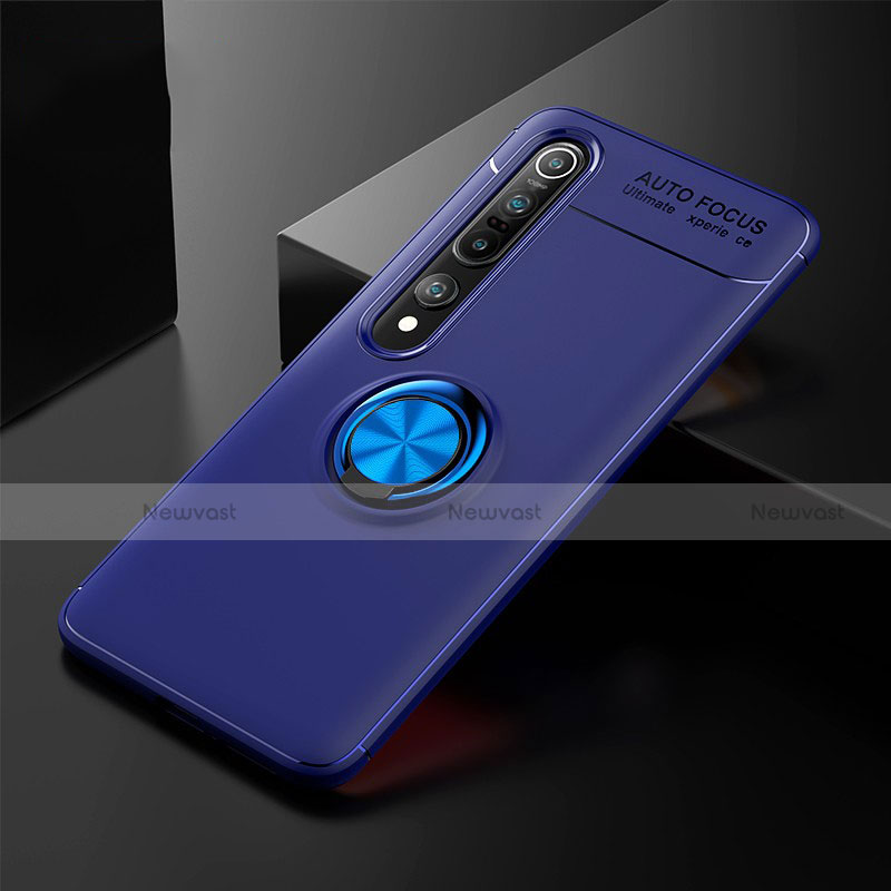 Ultra-thin Silicone Gel Soft Case Cover with Magnetic Finger Ring Stand A02 for Xiaomi Mi 10 Pro