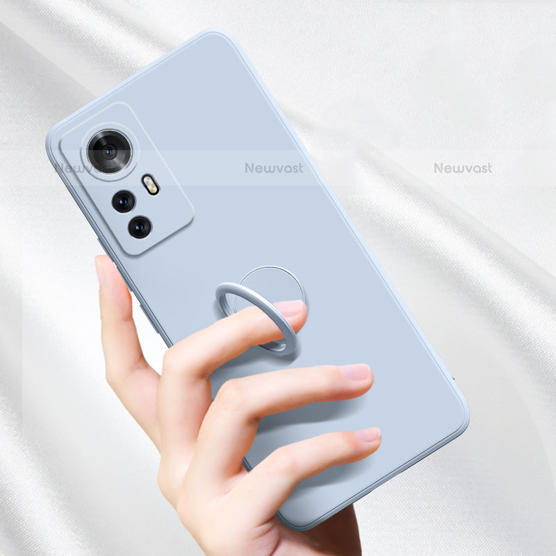 Ultra-thin Silicone Gel Soft Case Cover with Magnetic Finger Ring Stand A02 for Xiaomi Mi 12 Pro 5G