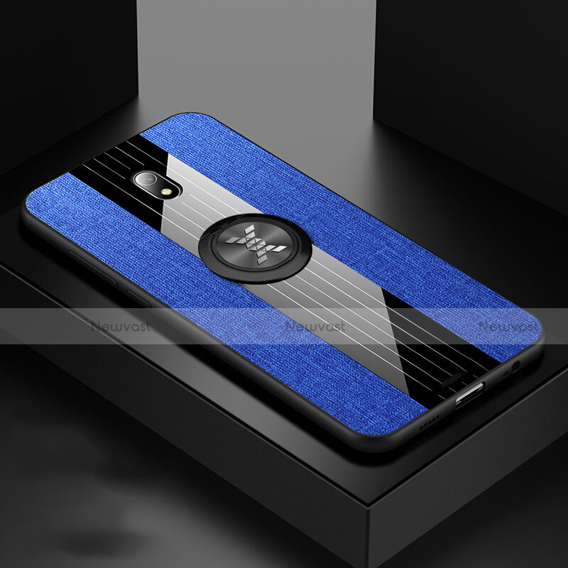 Ultra-thin Silicone Gel Soft Case Cover with Magnetic Finger Ring Stand A02 for Xiaomi Redmi 8A Blue