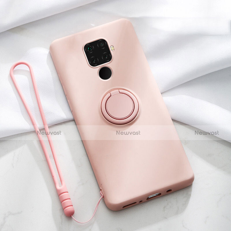 Ultra-thin Silicone Gel Soft Case Cover with Magnetic Finger Ring Stand A03 for Huawei Mate 30 Lite