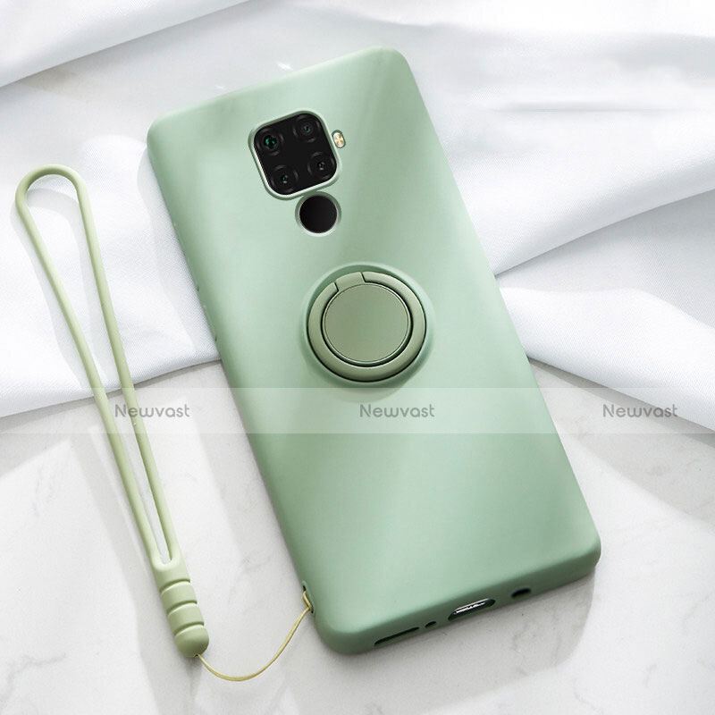 Ultra-thin Silicone Gel Soft Case Cover with Magnetic Finger Ring Stand A03 for Huawei Mate 30 Lite Green