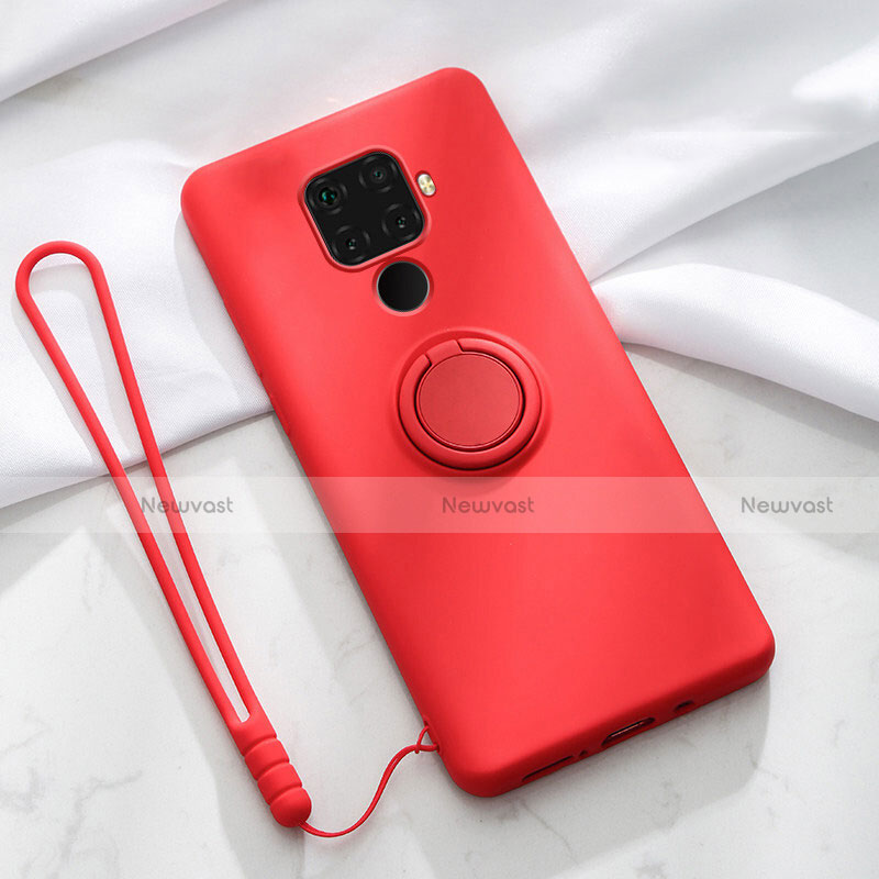 Ultra-thin Silicone Gel Soft Case Cover with Magnetic Finger Ring Stand A03 for Huawei Nova 5i Pro