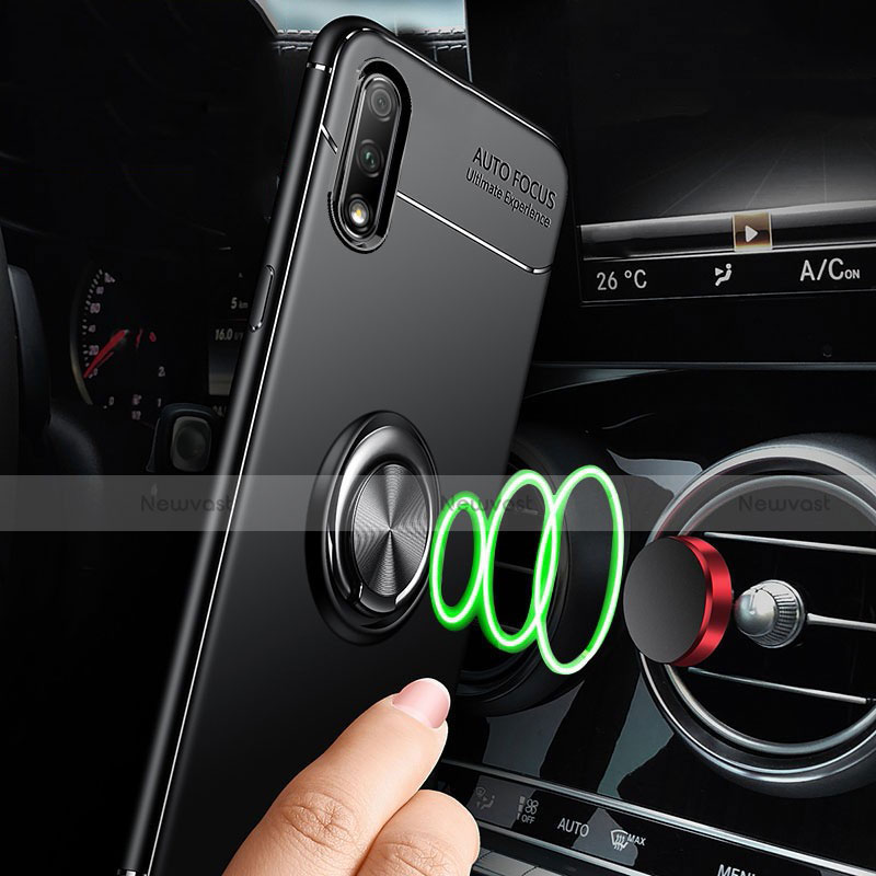 Ultra-thin Silicone Gel Soft Case Cover with Magnetic Finger Ring Stand A03 for Huawei Y9 Prime (2019)