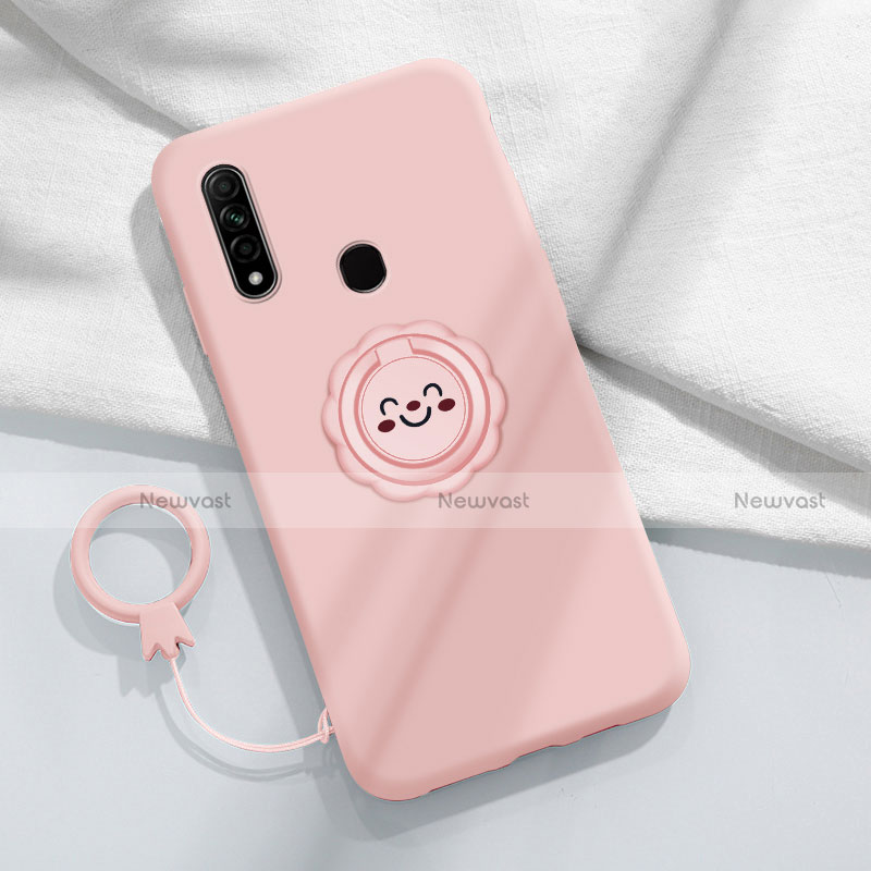 Ultra-thin Silicone Gel Soft Case Cover with Magnetic Finger Ring Stand A03 for Oppo A31