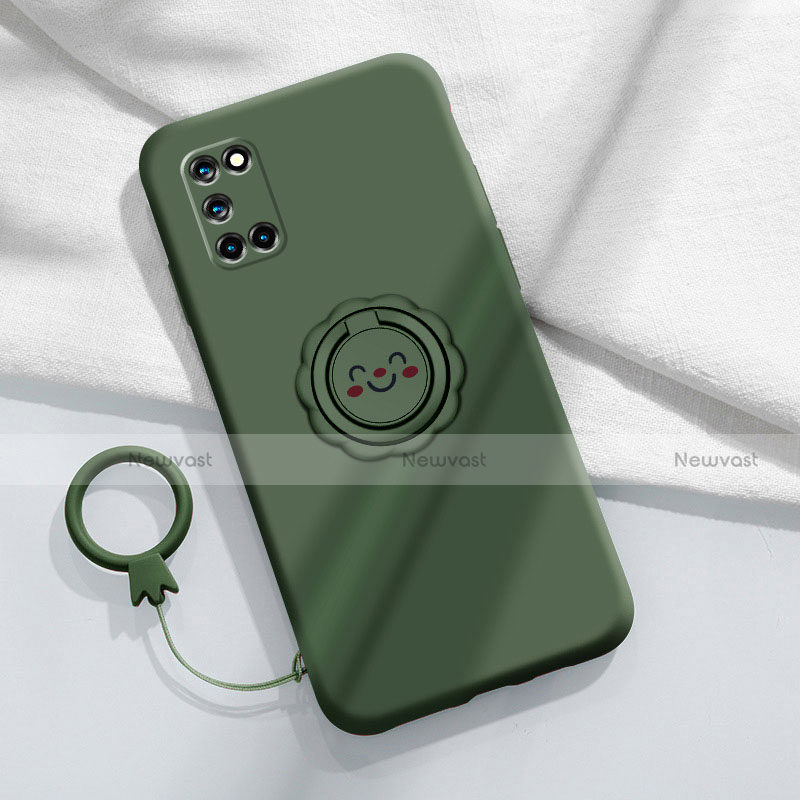 Ultra-thin Silicone Gel Soft Case Cover with Magnetic Finger Ring Stand A03 for Oppo A52