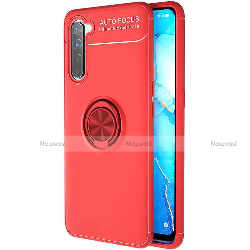 Ultra-thin Silicone Gel Soft Case Cover with Magnetic Finger Ring Stand A03 for Oppo Find X2 Lite Red