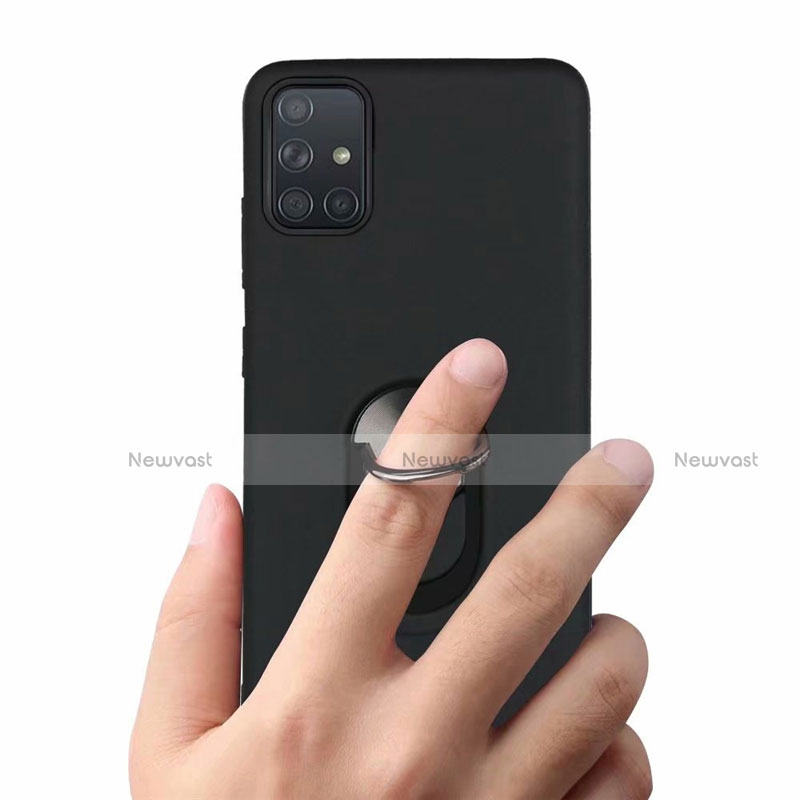 Ultra-thin Silicone Gel Soft Case Cover with Magnetic Finger Ring Stand A03 for Samsung Galaxy A71 5G