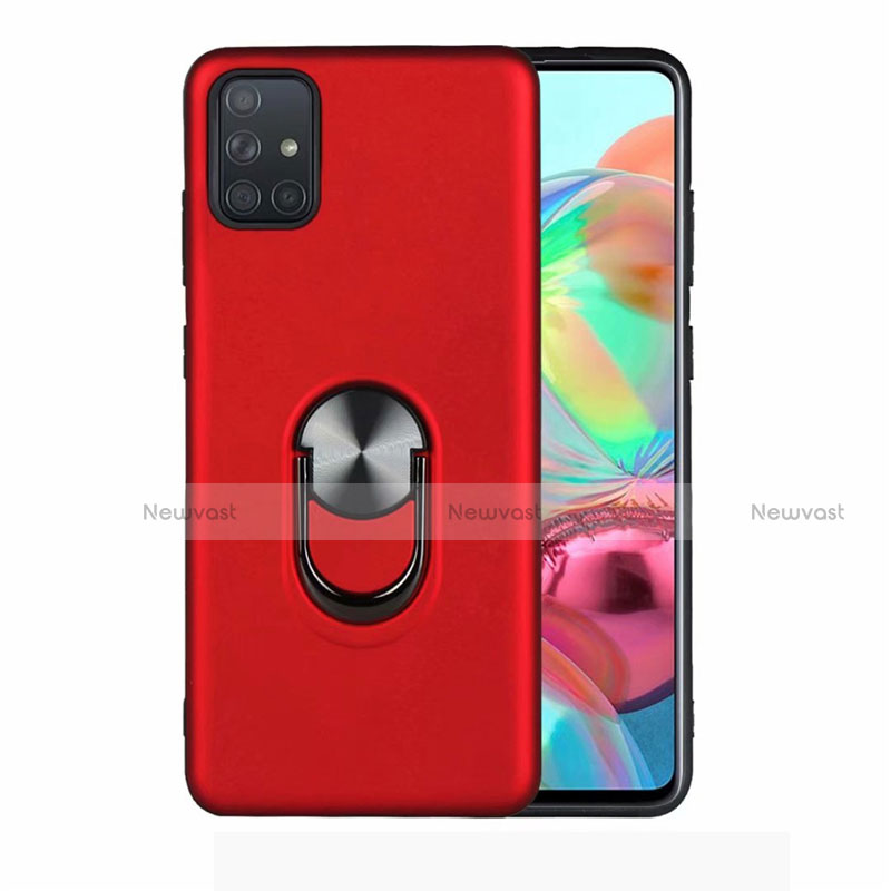 Ultra-thin Silicone Gel Soft Case Cover with Magnetic Finger Ring Stand A03 for Samsung Galaxy A71 5G Red