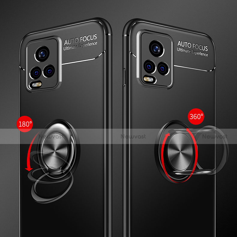 Ultra-thin Silicone Gel Soft Case Cover with Magnetic Finger Ring Stand A03 for Vivo V20 Pro 5G