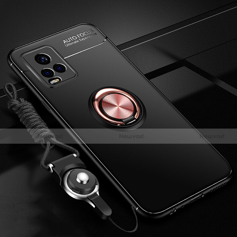 Ultra-thin Silicone Gel Soft Case Cover with Magnetic Finger Ring Stand A03 for Vivo V20 Pro 5G