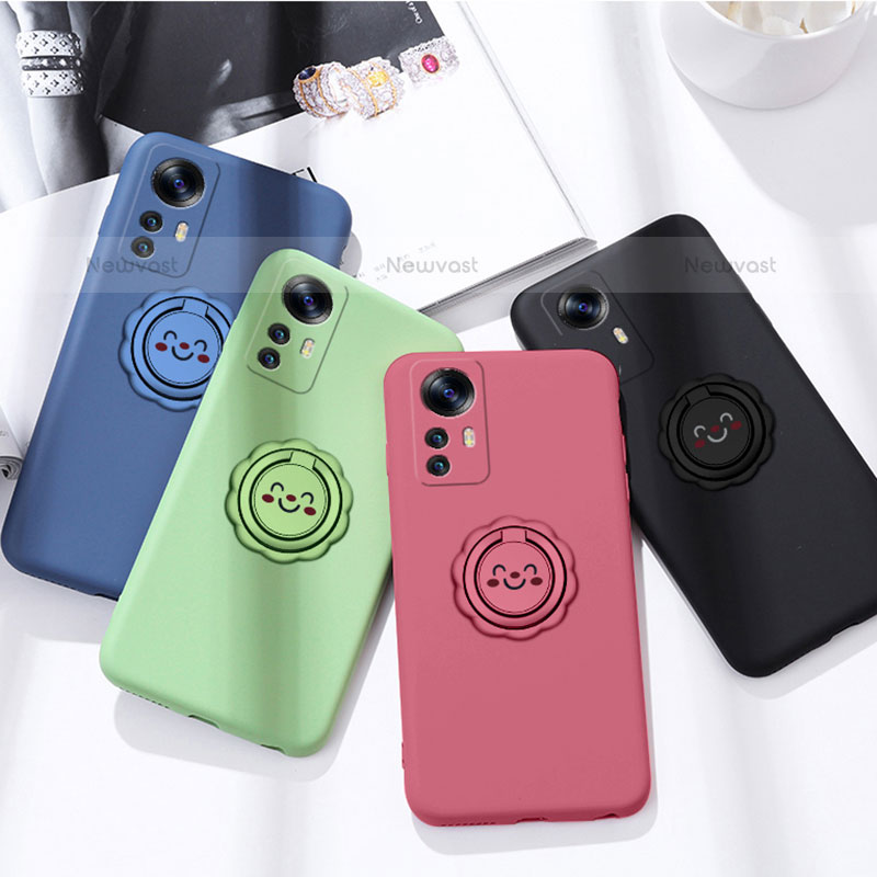 Ultra-thin Silicone Gel Soft Case Cover with Magnetic Finger Ring Stand A03 for Xiaomi Mi 12 Pro 5G