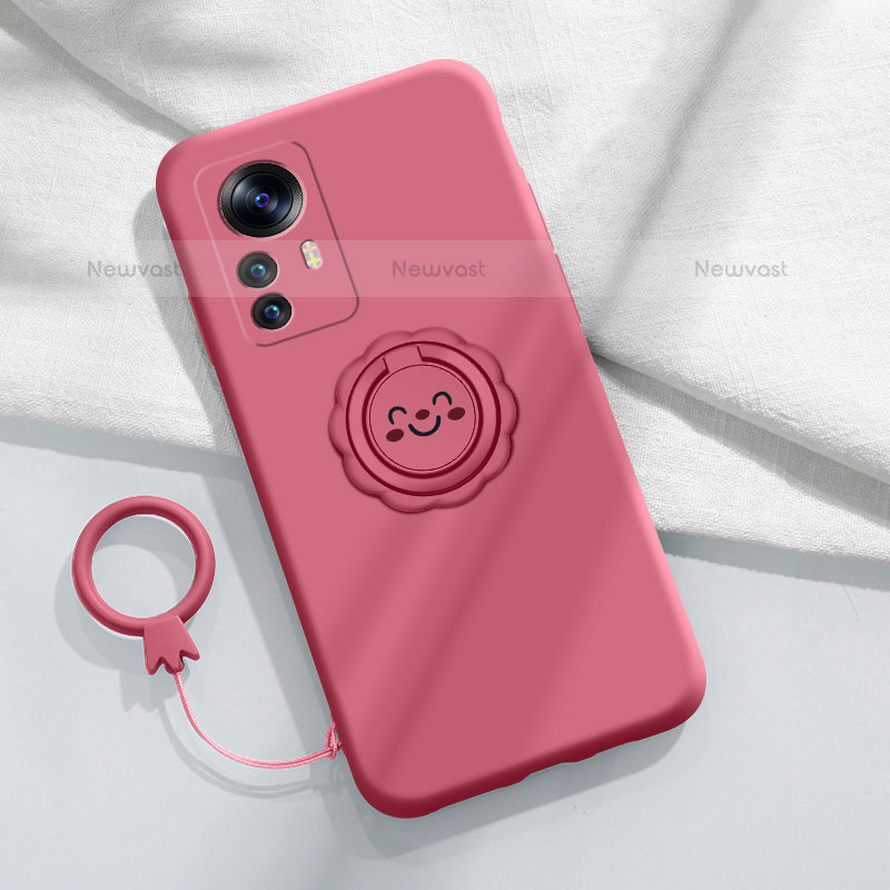 Ultra-thin Silicone Gel Soft Case Cover with Magnetic Finger Ring Stand A03 for Xiaomi Mi 12 Pro 5G