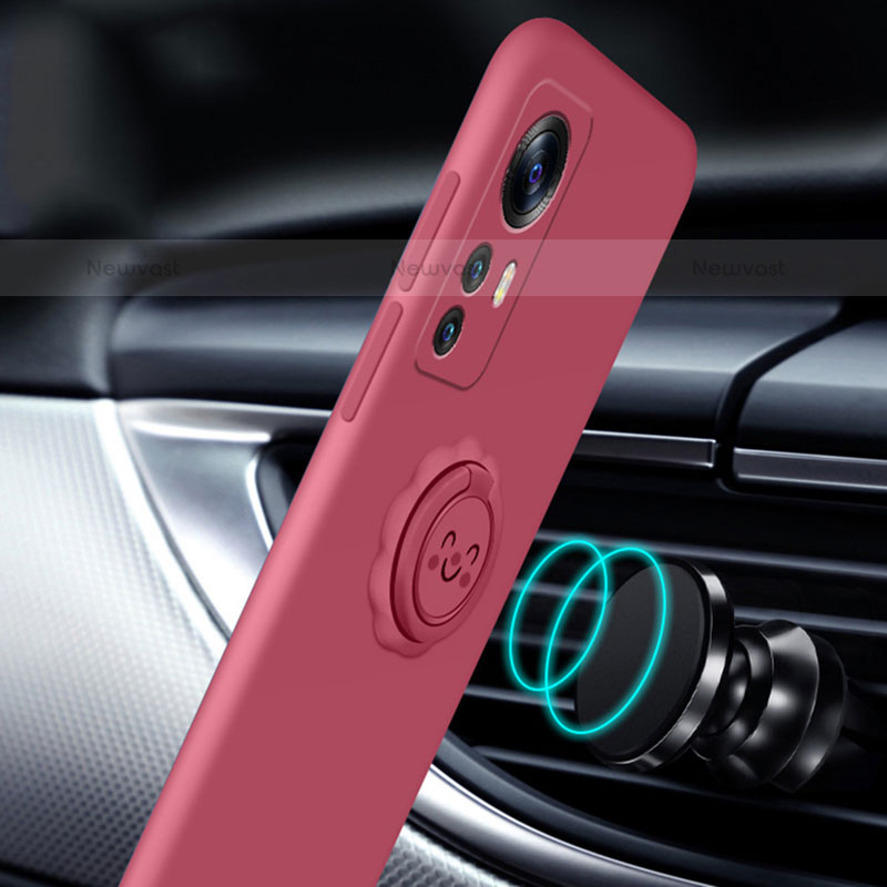 Ultra-thin Silicone Gel Soft Case Cover with Magnetic Finger Ring Stand A03 for Xiaomi Mi 12 Pro 5G