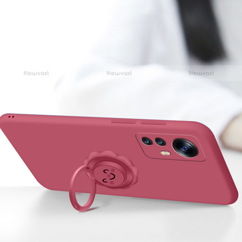 Ultra-thin Silicone Gel Soft Case Cover with Magnetic Finger Ring Stand A03 for Xiaomi Mi 12X 5G