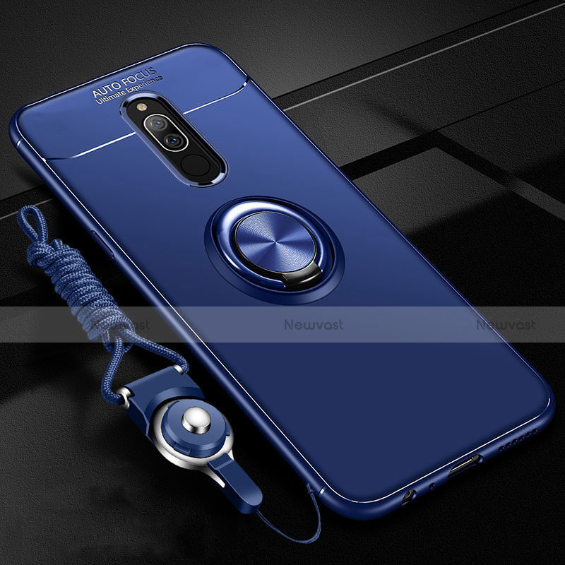 Ultra-thin Silicone Gel Soft Case Cover with Magnetic Finger Ring Stand A03 for Xiaomi Redmi 8 Blue