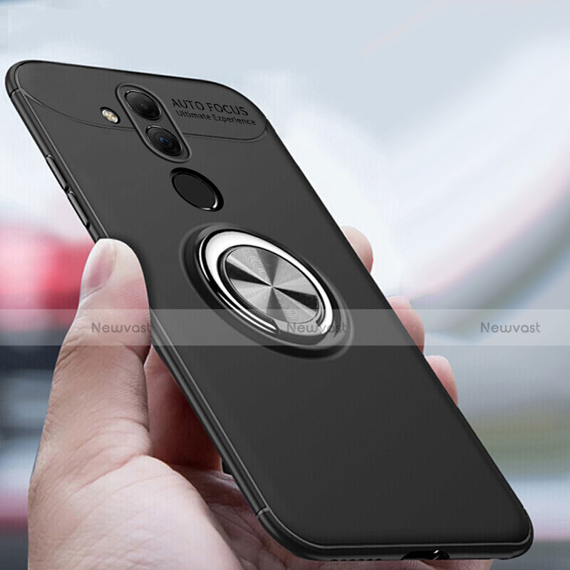 Ultra-thin Silicone Gel Soft Case Cover with Magnetic Finger Ring Stand A04 for Huawei Mate 20 Lite