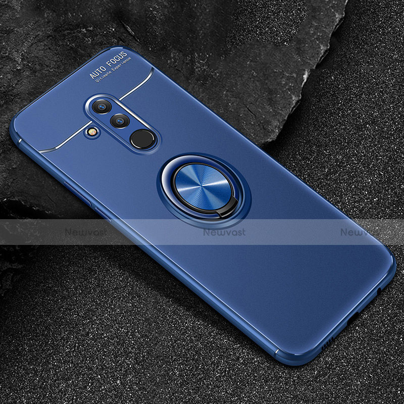 Ultra-thin Silicone Gel Soft Case Cover with Magnetic Finger Ring Stand A04 for Huawei Mate 20 Lite Blue