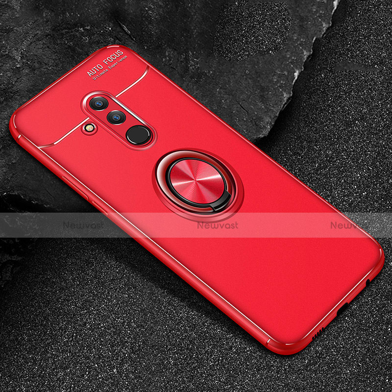 Ultra-thin Silicone Gel Soft Case Cover with Magnetic Finger Ring Stand A04 for Huawei Mate 20 Lite Red