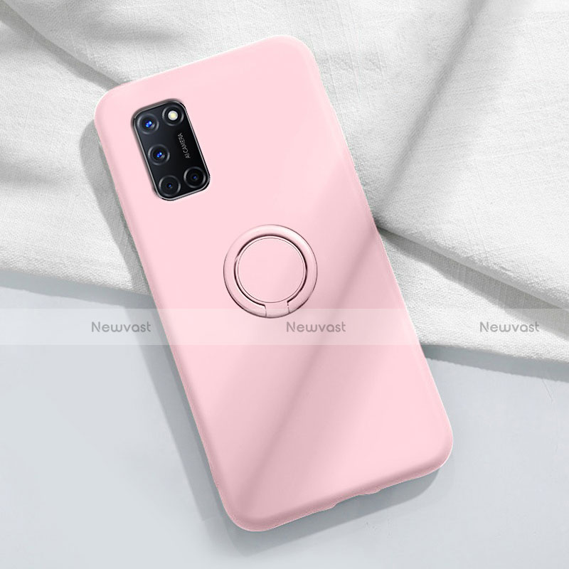 Ultra-thin Silicone Gel Soft Case Cover with Magnetic Finger Ring Stand A04 for Oppo A52