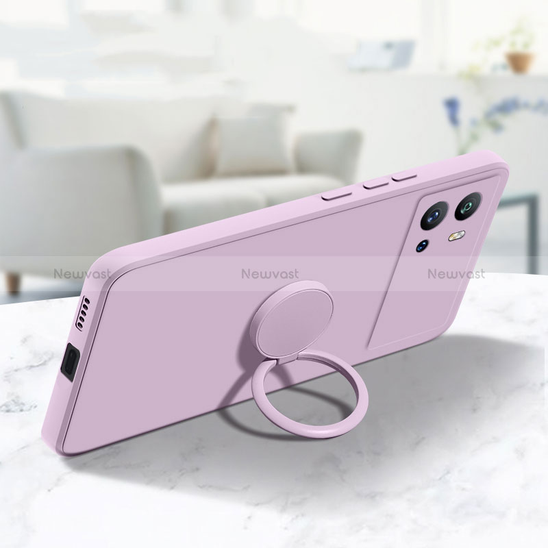 Ultra-thin Silicone Gel Soft Case Cover with Magnetic Finger Ring Stand A04 for Vivo iQOO 9 5G