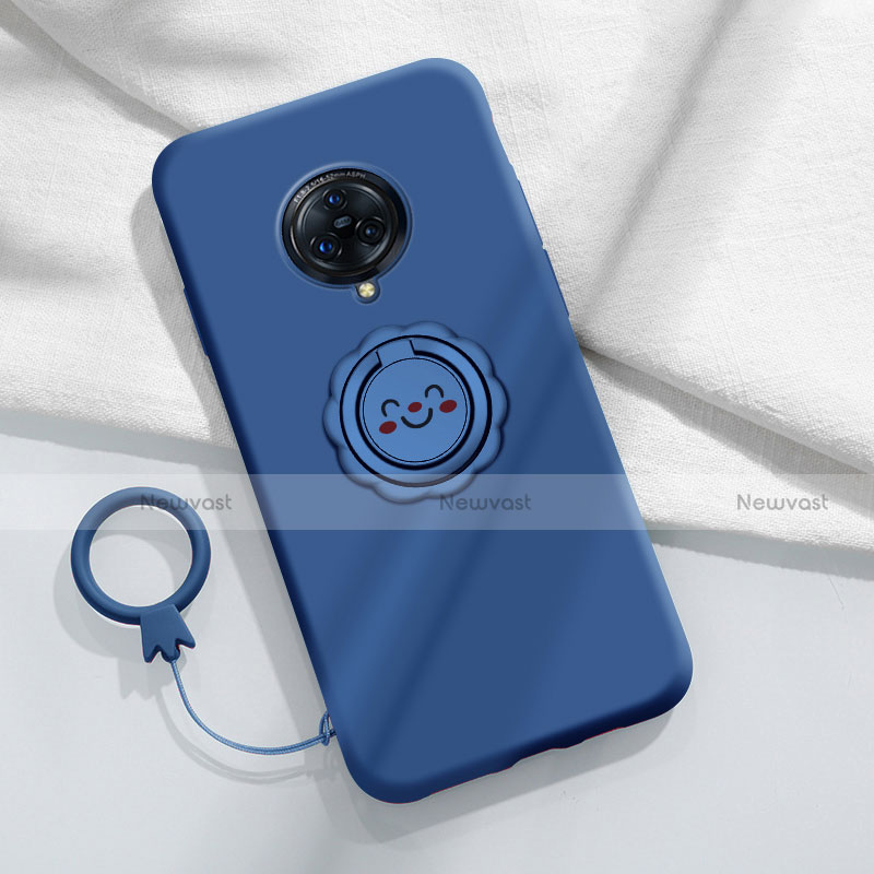 Ultra-thin Silicone Gel Soft Case Cover with Magnetic Finger Ring Stand A04 for Vivo Nex 3 Blue