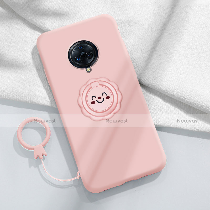 Ultra-thin Silicone Gel Soft Case Cover with Magnetic Finger Ring Stand A04 for Vivo Nex 3S