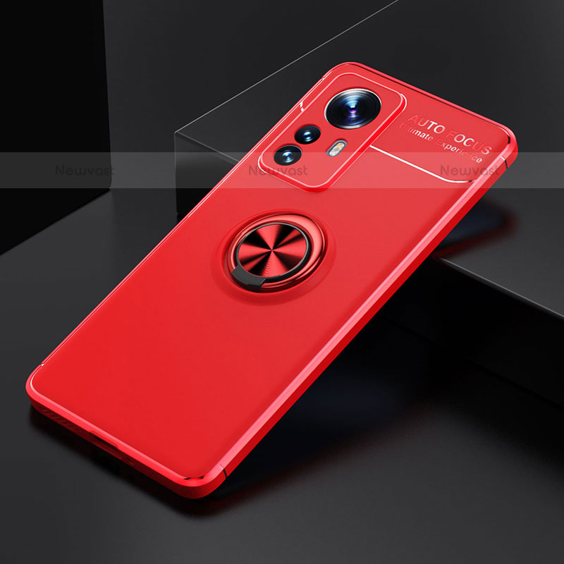 Ultra-thin Silicone Gel Soft Case Cover with Magnetic Finger Ring Stand A04 for Xiaomi Mi 12 Lite 5G Red