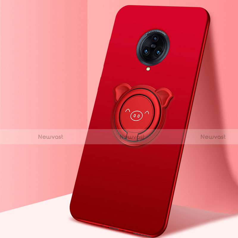 Ultra-thin Silicone Gel Soft Case Cover with Magnetic Finger Ring Stand A05 for Vivo Nex 3 Red