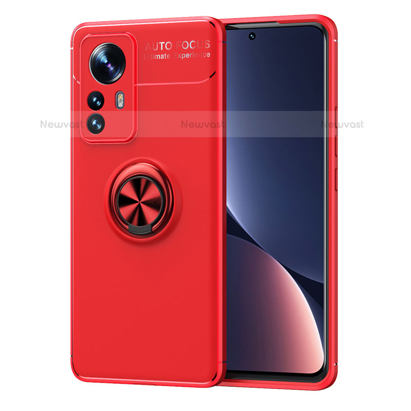 Ultra-thin Silicone Gel Soft Case Cover with Magnetic Finger Ring Stand A05 for Xiaomi Mi 12 Lite 5G Red