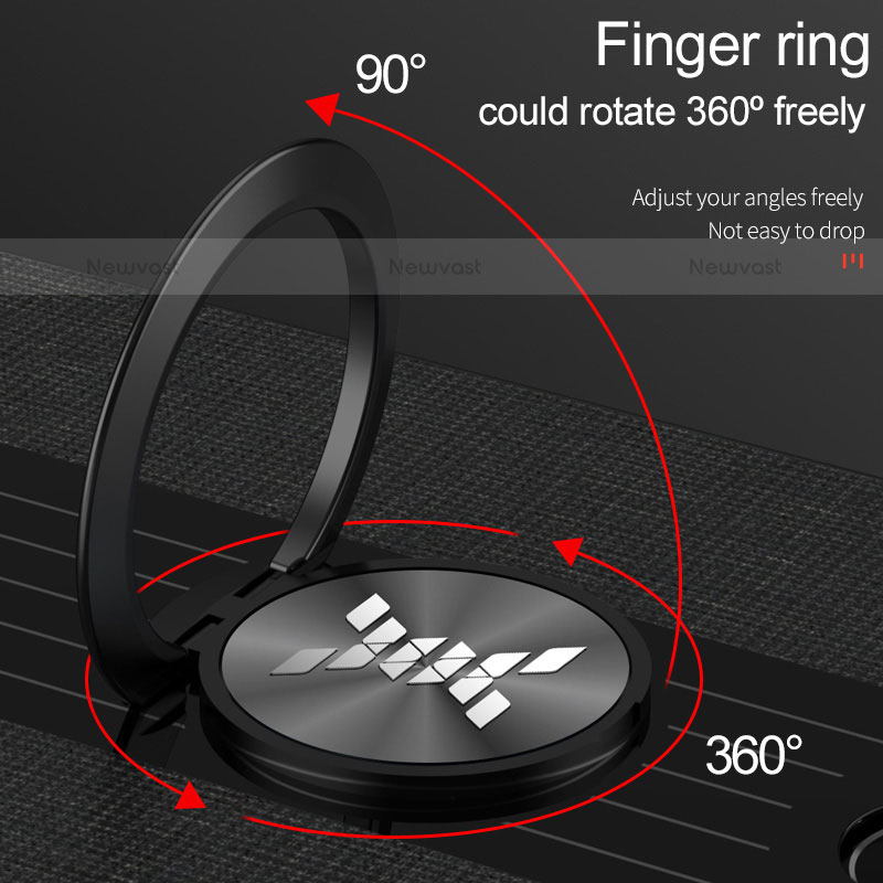 Ultra-thin Silicone Gel Soft Case Cover with Magnetic Finger Ring Stand A07 for Samsung Galaxy S21 Plus 5G