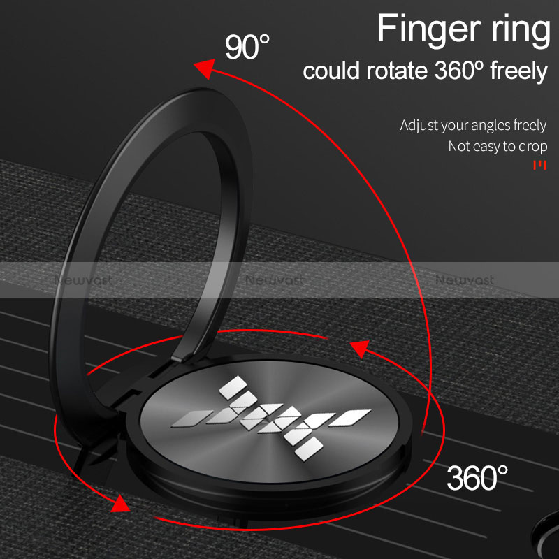 Ultra-thin Silicone Gel Soft Case Cover with Magnetic Finger Ring Stand A07 for Samsung Galaxy S25 Plus 5G