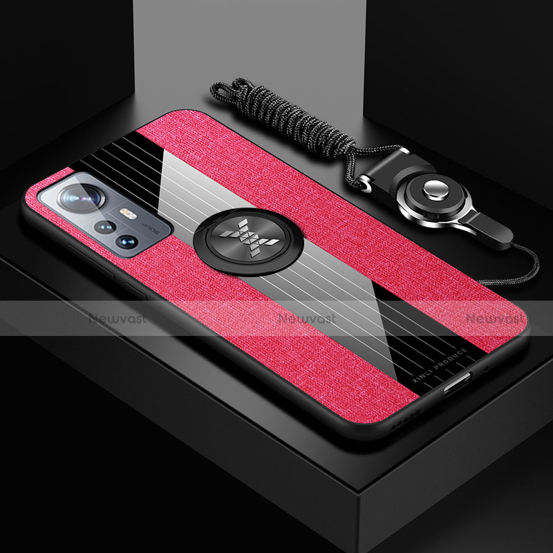 Ultra-thin Silicone Gel Soft Case Cover with Magnetic Finger Ring Stand A08 for Xiaomi Mi 12 5G Red