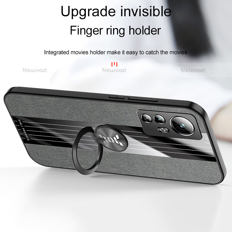 Ultra-thin Silicone Gel Soft Case Cover with Magnetic Finger Ring Stand A08 for Xiaomi Mi 12X 5G