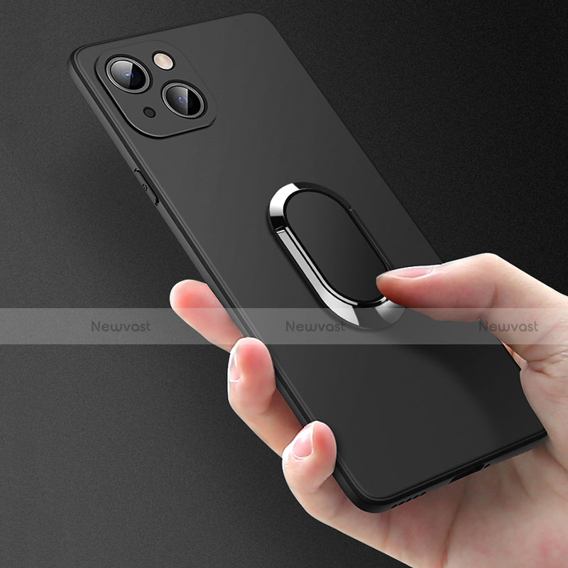 Ultra-thin Silicone Gel Soft Case Cover with Magnetic Finger Ring Stand A09 for Apple iPhone 14 Plus