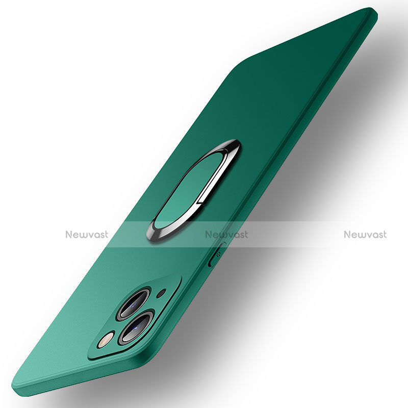 Ultra-thin Silicone Gel Soft Case Cover with Magnetic Finger Ring Stand A09 for Apple iPhone 14 Plus Green