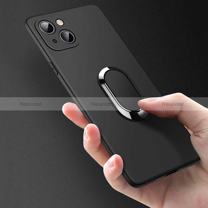 Ultra-thin Silicone Gel Soft Case Cover with Magnetic Finger Ring Stand A09 for Apple iPhone 15