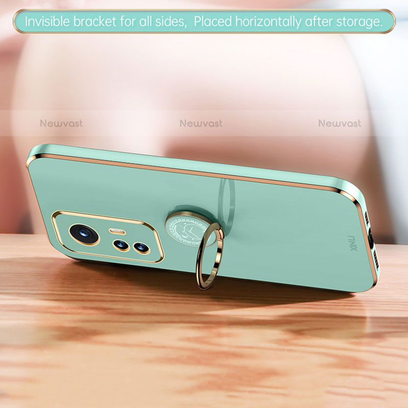 Ultra-thin Silicone Gel Soft Case Cover with Magnetic Finger Ring Stand A10 for Xiaomi Mi 12X 5G