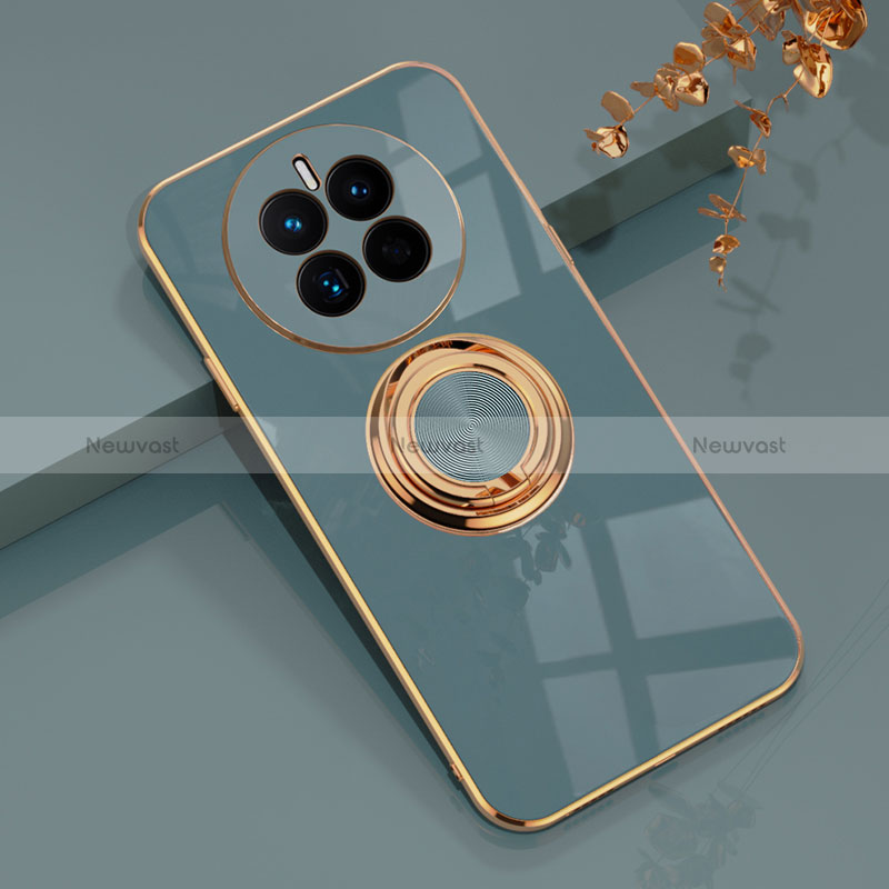 Ultra-thin Silicone Gel Soft Case Cover with Magnetic Finger Ring Stand AN1 for Huawei Mate 50