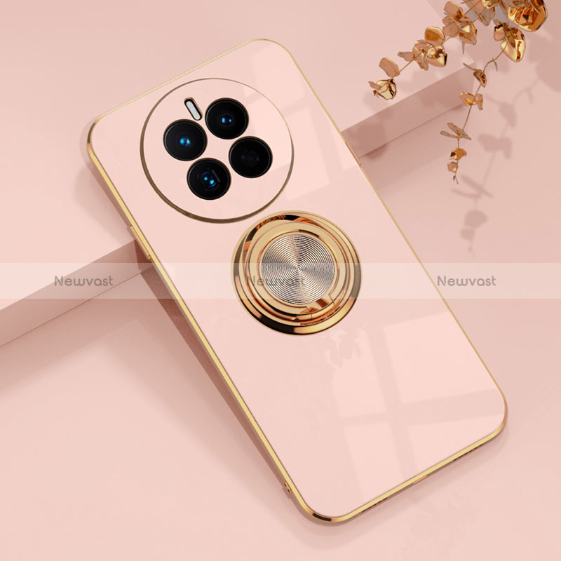 Ultra-thin Silicone Gel Soft Case Cover with Magnetic Finger Ring Stand AN1 for Huawei Mate 50