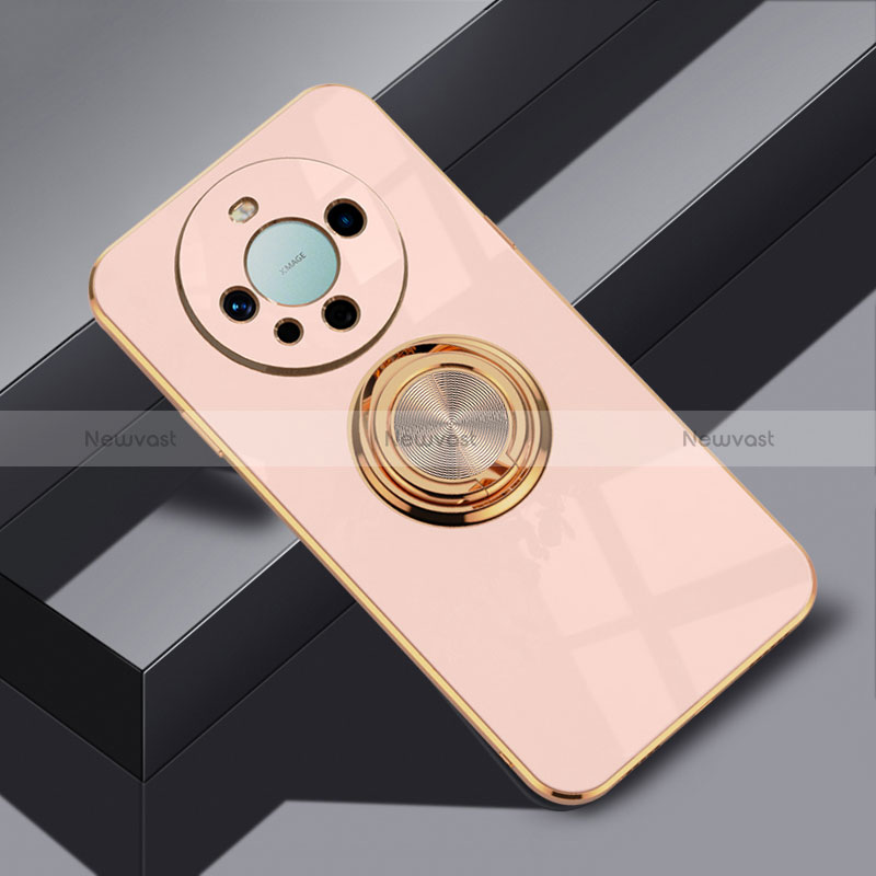 Ultra-thin Silicone Gel Soft Case Cover with Magnetic Finger Ring Stand AN1 for Huawei Mate 60